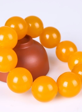 玉器和田玉羊脂玉黄玉手链 金丝玉戈壁玉 黄玉圆珠手链男女款手串