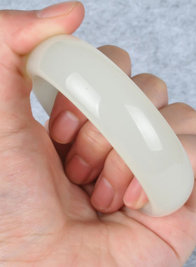 天然新疆和田羊脂白玉手镯且末料糖白玉镯收藏级精品和田白玉手镯