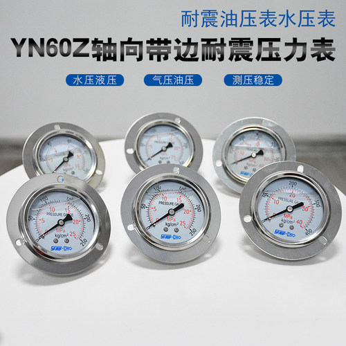 抗震耐震压力表防震油压表轴向带边YN60ZT-1/2.5/10/25/40/60MPA - 图0