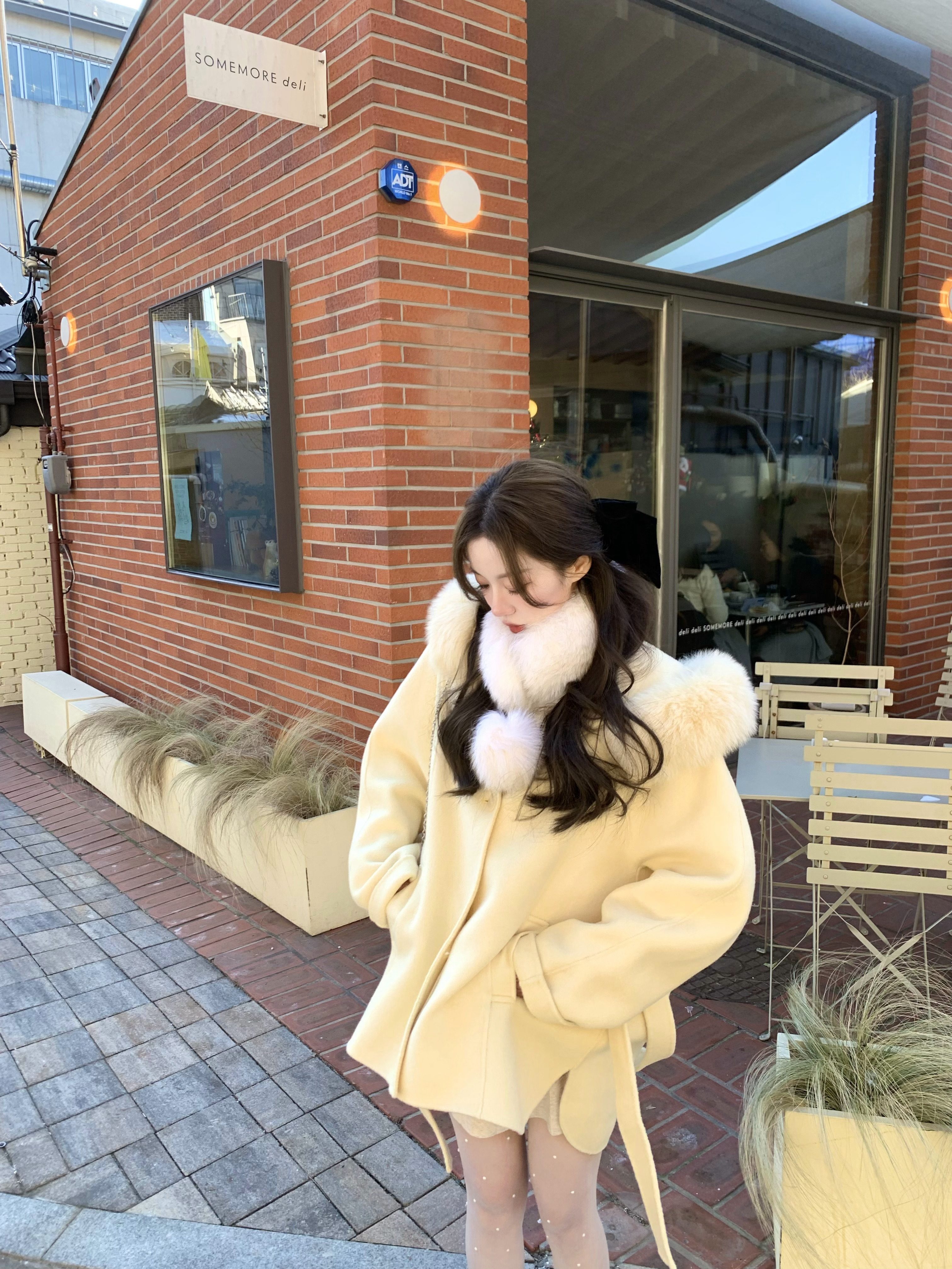 萌萌Ja」栀子黄 独家订染 全手工大毛领双面呢斗篷大衣外套女冬季,淘宝优惠券,粉丝福利购,淘宝优惠卷