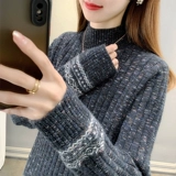 Демисезонный свитер, приятный телу лонгслив, высокий воротник, увеличенная толщина, оверсайз, в западном стиле