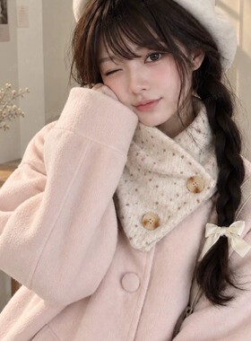 小松奈奈同款波点围巾女甜美可爱