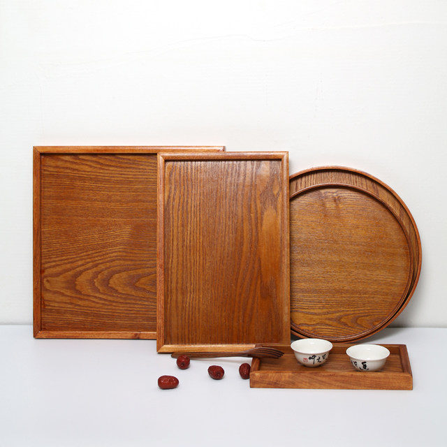 Hotel small square tea set storage wooden tray