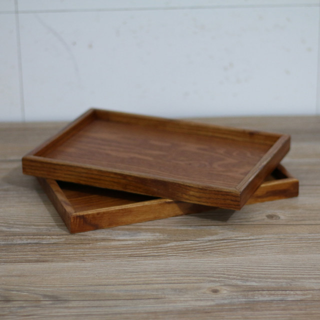 Hotel small square tea set storage wooden tray