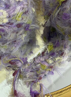 手混线【葡萄藤蔓】薰衣草紫色复古温柔特色线长毛钩织线发圈帽子
