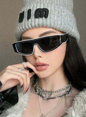 小香风高级感夏季时髦显脸小太阳镜女防紫外线猫眼拼色一体式墨镜