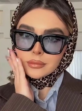 方形复古T字型欧美太阳眼镜夏季遮阳男女潮圆脸显瘦嘻哈蹦迪墨镜