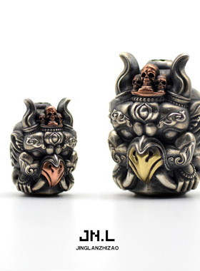 铜镀银金翅大鹏鸟吊坠文玩配饰隔珠侧挂国潮项链男女挂件配diy