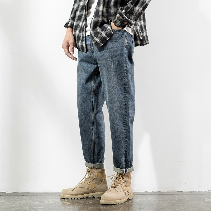 潮牌春秋款潮流百搭直筒宽松牛仔裤 空城计牛仔裤