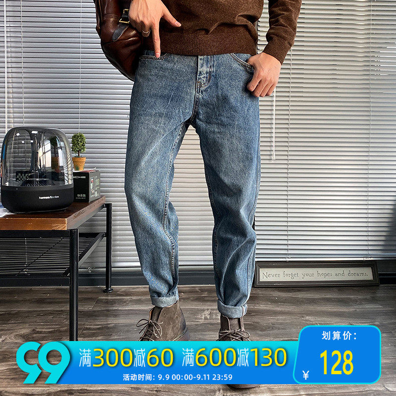 潮牌男士2020夏季宽松直筒牛仔裤 空城计牛仔裤