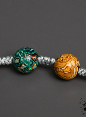 鹿角手工雕刻欧珀大漆珠手链国风