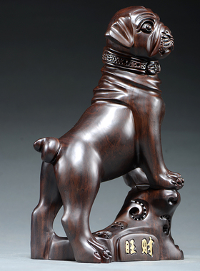 黑檀木雕狗摆件大号木雕狗十二生肖红木工艺品实木质雕刻礼品