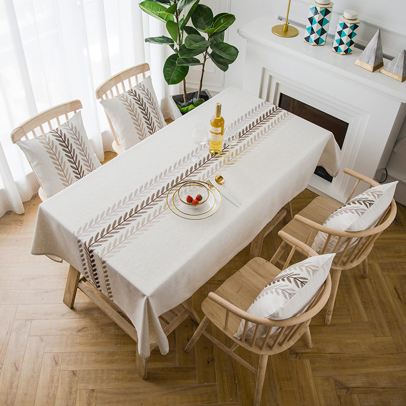 亚马逊刺绣仿棉麻包边桌旗绣花几何桌布长方形茶几台布餐桌布,淘宝优惠券,粉丝福利购,淘宝优惠卷