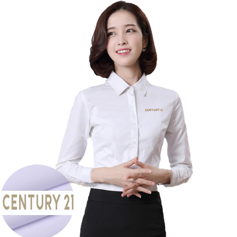 新标CENTURY21衬衫工装定制21世纪不动产长袖衬衣工作服刺绣LOGO-图3