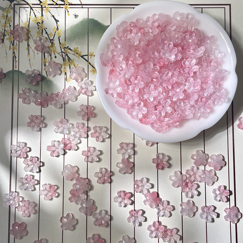 50颗10mm立体樱花琉璃中孔花朵小花diy古风发簪头饰手工制作材料 - 图1