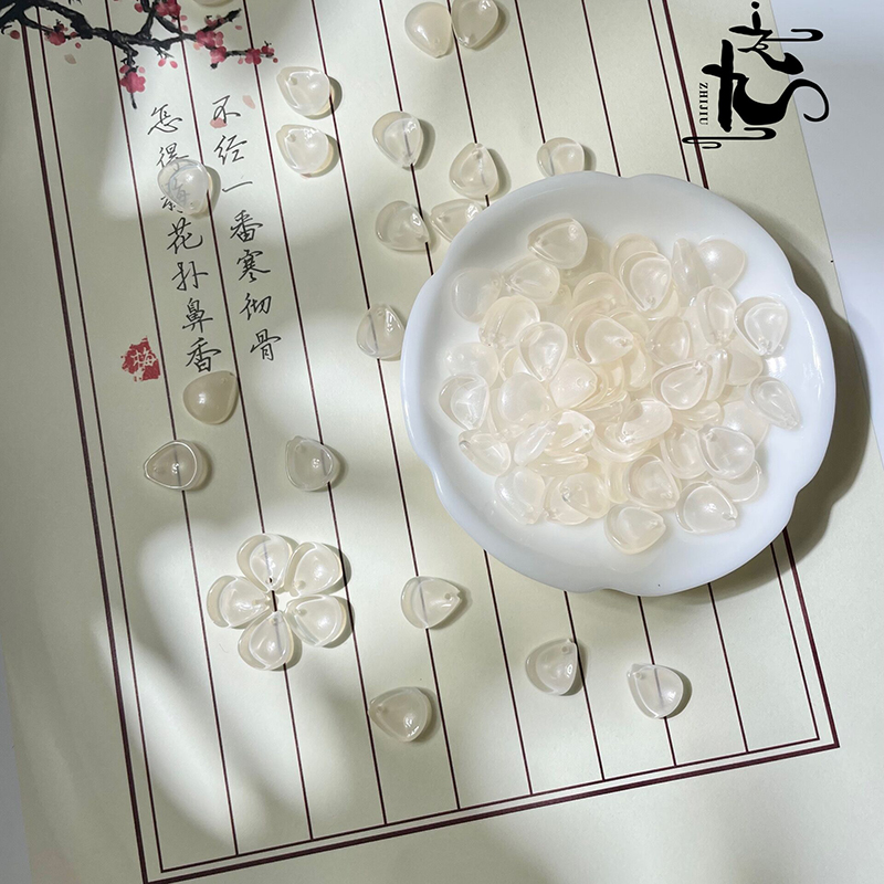 包邮100颗琉璃花瓣小圆梅花叶子diy手工发簪古风汉服头饰制作材料-图3