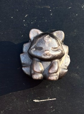 清货捡漏天然银曜石九尾狐吊坠配件