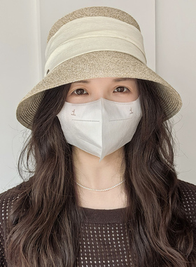 轻盈透气高颅顶遮阳草帽女夏季出游遮阳防晒太阳帽渔夫帽子显脸小