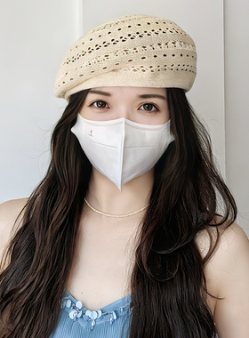 休闲薄款镂空贝雷帽春夏季百搭透气画家帽子女韩版软妹蓓蕾帽文艺
