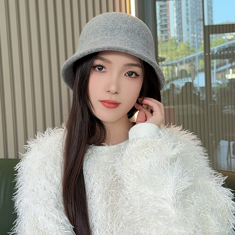 简约纯色羊毛针织渔夫帽子女秋冬季保暖显脸小盆帽日系大头围礼帽,淘宝优惠券,粉丝福利购,淘宝优惠卷