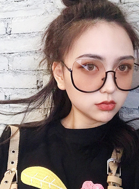 街拍个性半框太阳镜潮人时尚