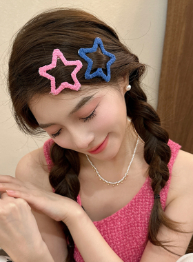 彩色五角星发夹前额刘海边夹bb夹