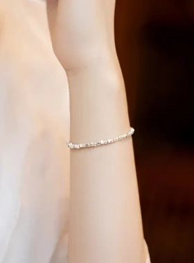 小众手饰生日礼物手链S925闺蜜女设计碎银子纯银纯银珠复古风