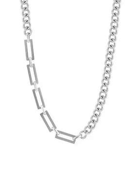 嘻哈蹦迪小众项链ins潮冷淡风粗拼接男设计古巴链条钛钢街头配饰