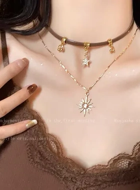 德美拉复古星星女个性choker项链锁骨链小众太阳辣妹配饰高级甜酷