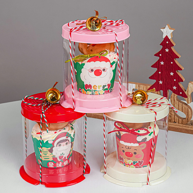 2026圣诞节卡通纸杯蛋糕装饰圣诞老人雪人迷你2寸圆形蛋糕包装盒,淘宝优惠券,粉丝福利购,淘宝优惠卷