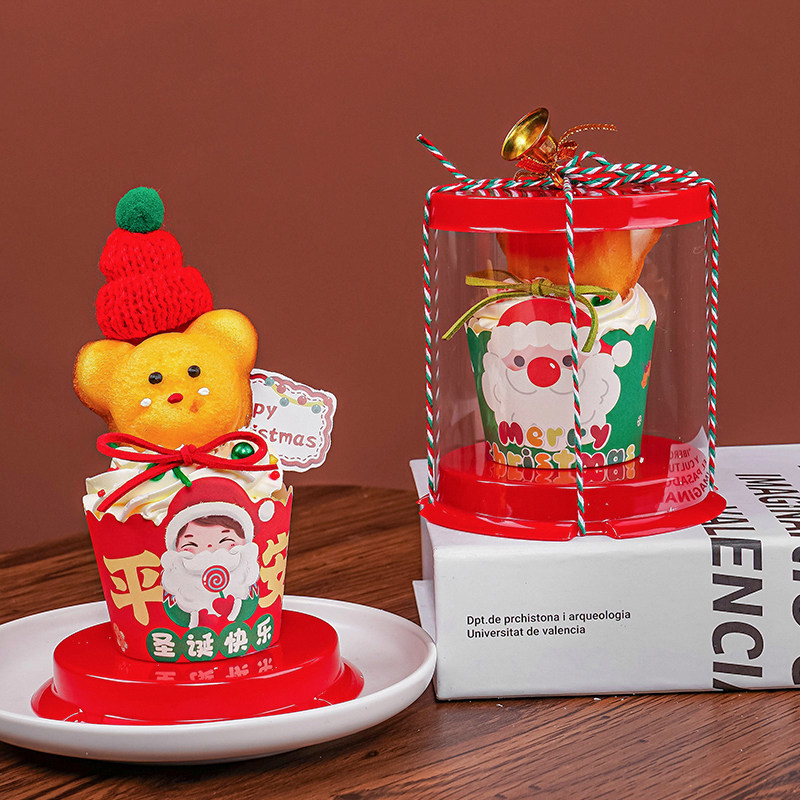 2026圣诞节卡通纸杯蛋糕装饰圣诞老人雪人迷你2寸圆形蛋糕包装盒,淘宝优惠券,粉丝福利购,淘宝优惠卷