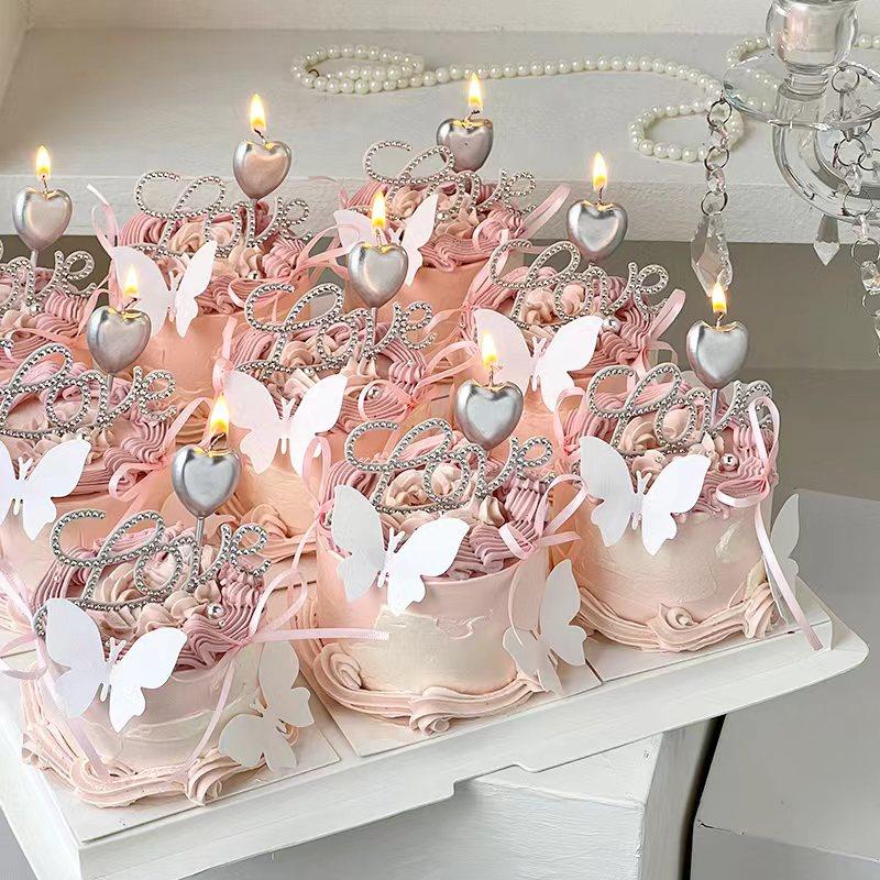 2024七夕情人节快乐蛋糕装饰唯美钻石love插件我爱你情侣表白装扮