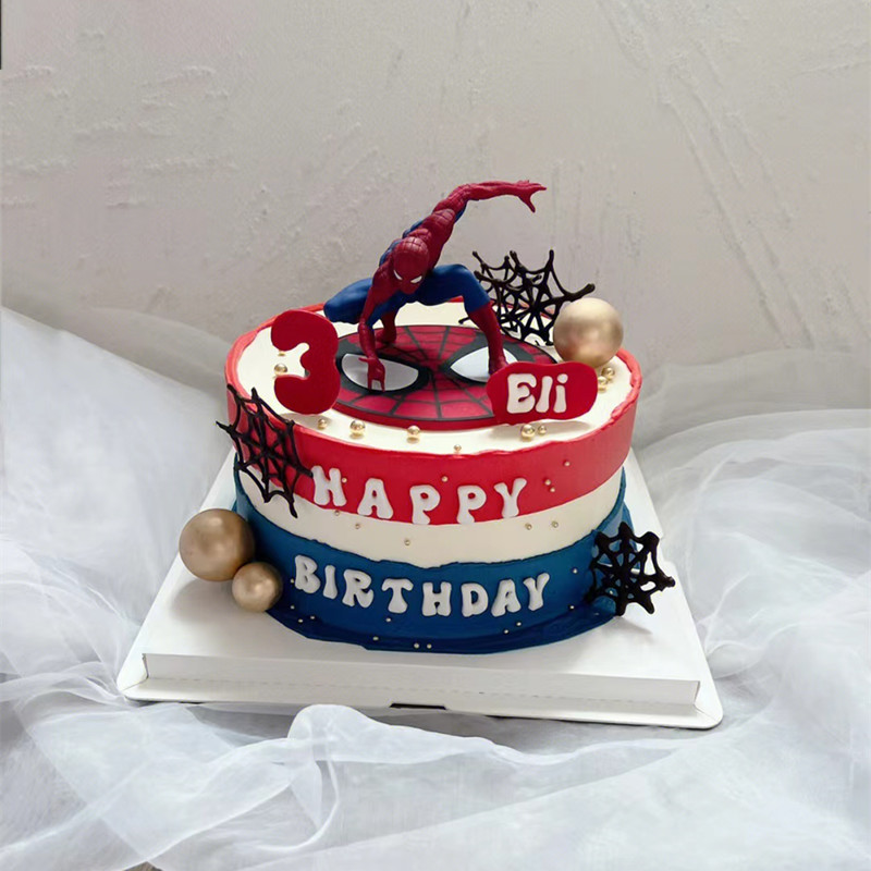 儿童生日蛋糕装饰摆件大号蜘蛛侠绿巨人钢铁侠美国队长生日装扮-图3