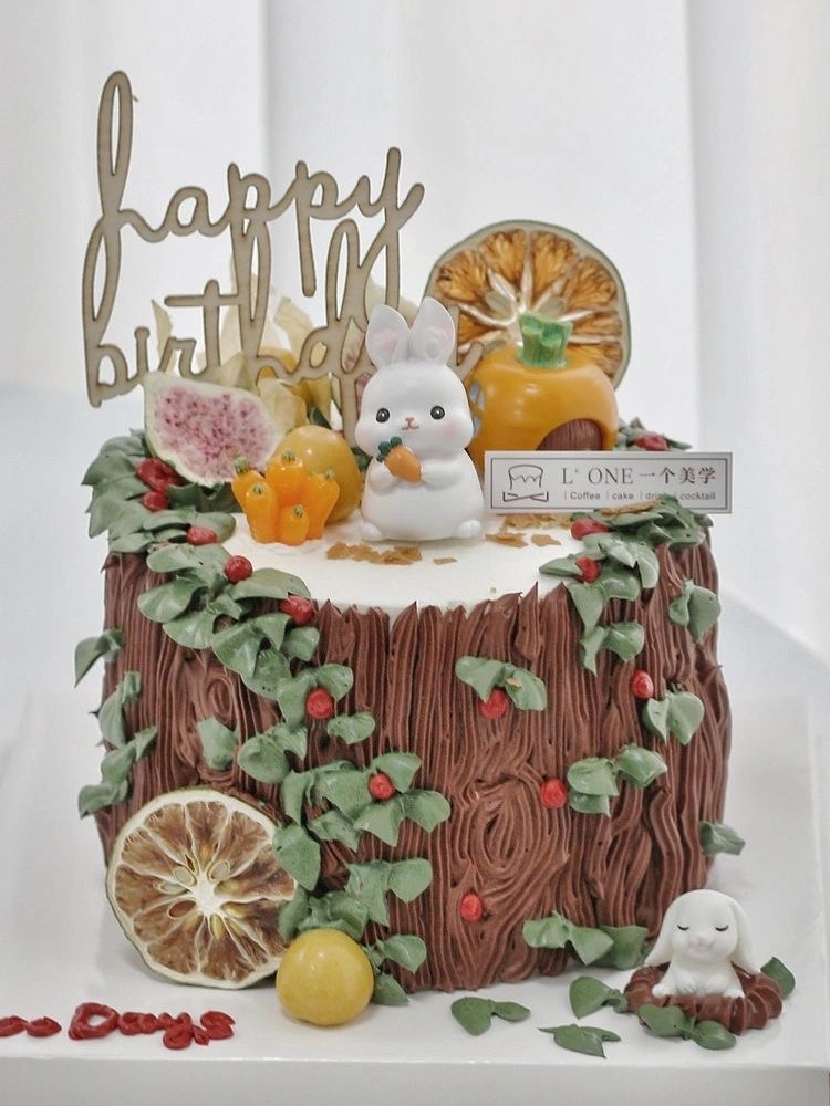 网红蛋糕装饰摆件小兔子萝卜房子宝宝满月百天生日森系装扮插件