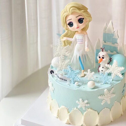 女孩蛋糕装饰摆件冰雪艾莎公主雪宝雪花爱莎小公主生日插牌插件 - 图2