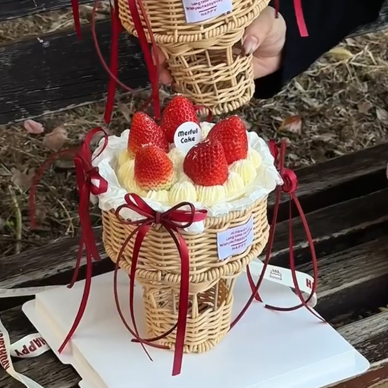 圣诞节草莓蛋糕盒冰淇淋编织篮蛋糕装饰慕斯球蝴蝶结丝带烘焙装扮,淘宝优惠券,粉丝福利购,淘宝优惠卷