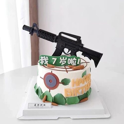 和平精英吃鸡蛋糕装饰特种兵机枪坦克飞机火箭炮弹车男孩生日摆件 - 图1
