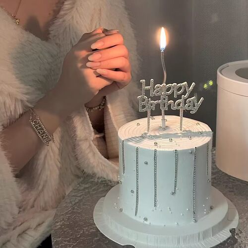 网红女神生日蛋糕装饰生日快乐闪钻HB插牌女生小仙女公主带钻插件 - 图0