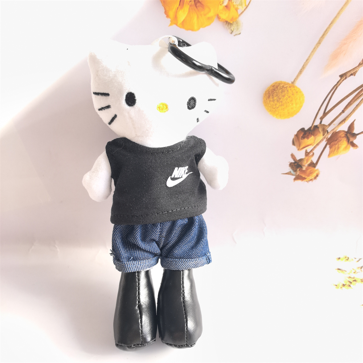 15cm的长腿kitty娃衣新款印花无袖阿迪T恤牛仔裤玩偶着替换装百搭 - 图0