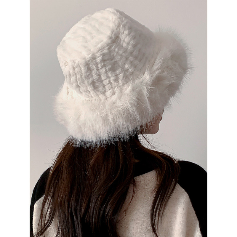 兔毛可爱毛线帽子女冬季毛绒保暖加厚毛毛秋冬天大头围针织帽盆帽,淘宝优惠券,粉丝福利购,淘宝优惠卷