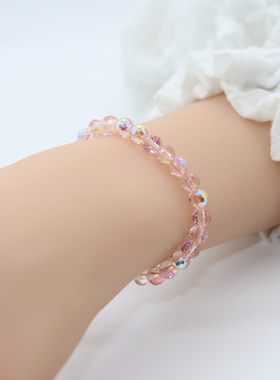 Charon爆闪施家樱粉色水晶珠串