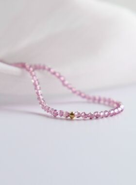 女猫眼石金珠精致简约紫色手链