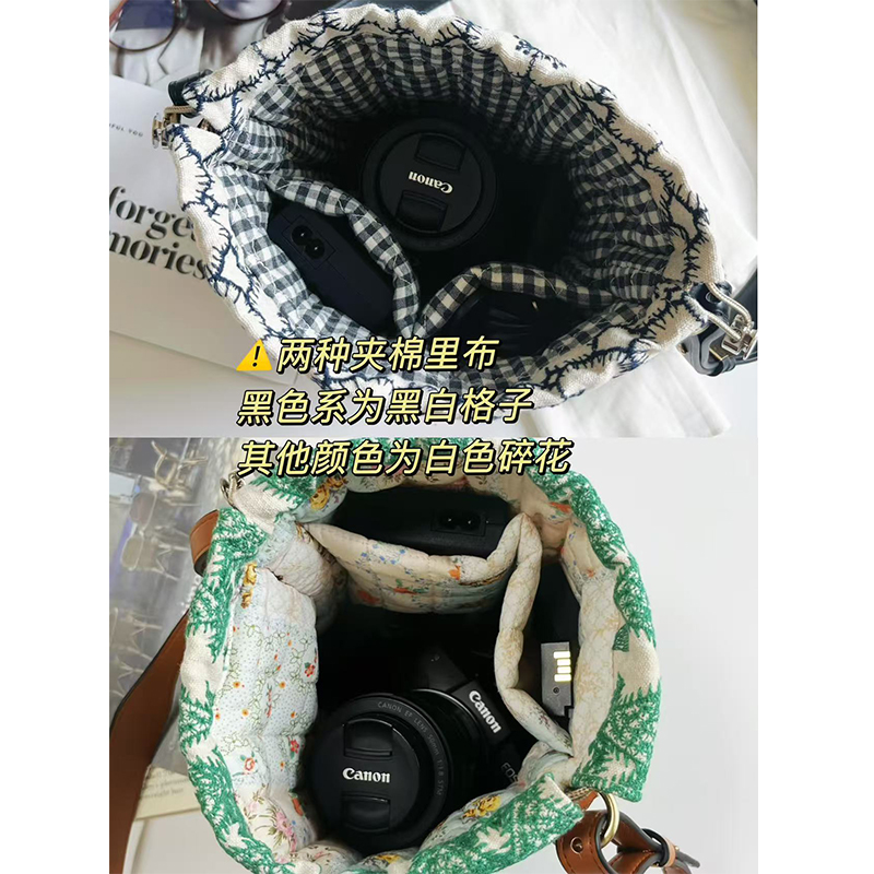 小李爱布包 | 日系烟花刺绣微单相机包单肩斜挎水桶包内胆收纳包 - 图3