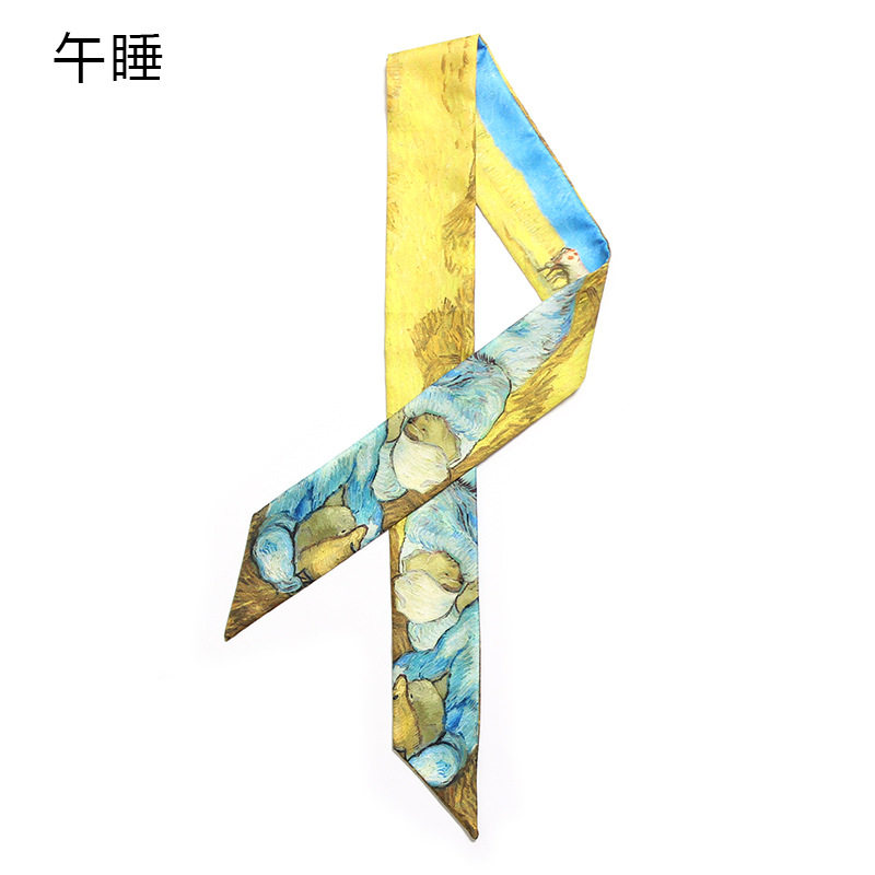 梵高麦田杏花星空油画细长条窄小丝带绑包包手柄丝巾发带领巾腰带,淘宝优惠券,粉丝福利购,淘宝优惠卷