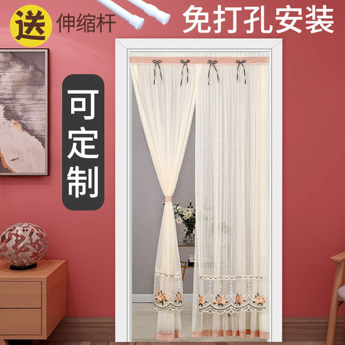 装饰纱门帘装饰门帘防蚊门帘隔断帘免打孔小窗帘双层送杆 可订制 - 图2