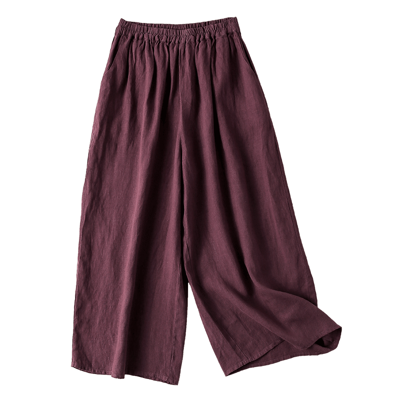 亚麻阔腿裤夏垂感高腰大码休闲裤 斐娜服饰休闲裤