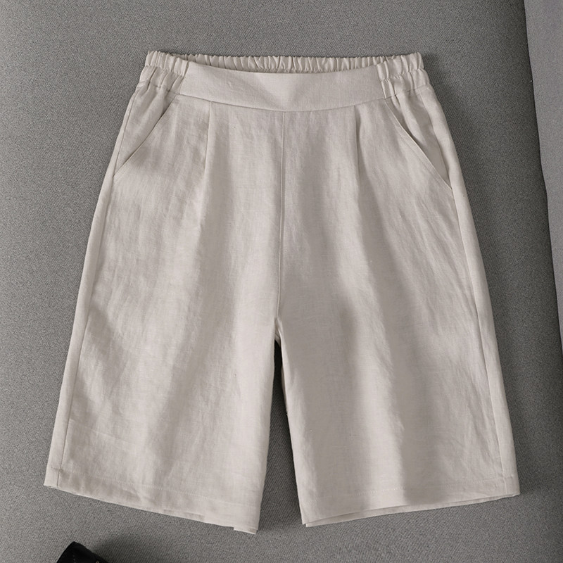亚麻五分裤女夏宽松新款棉麻短裤 斐娜服饰休闲裤