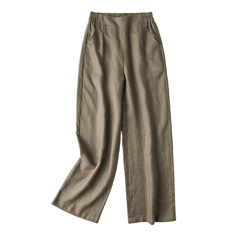 亚麻阔腿裤春秋宽松高腰垂感休闲裤 斐娜服饰休闲裤