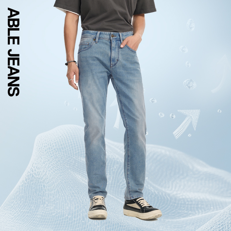 ABLE JEANS【修身裤】夏季酷爽牛仔薄款男士修身小脚通勤牛仔裤男
