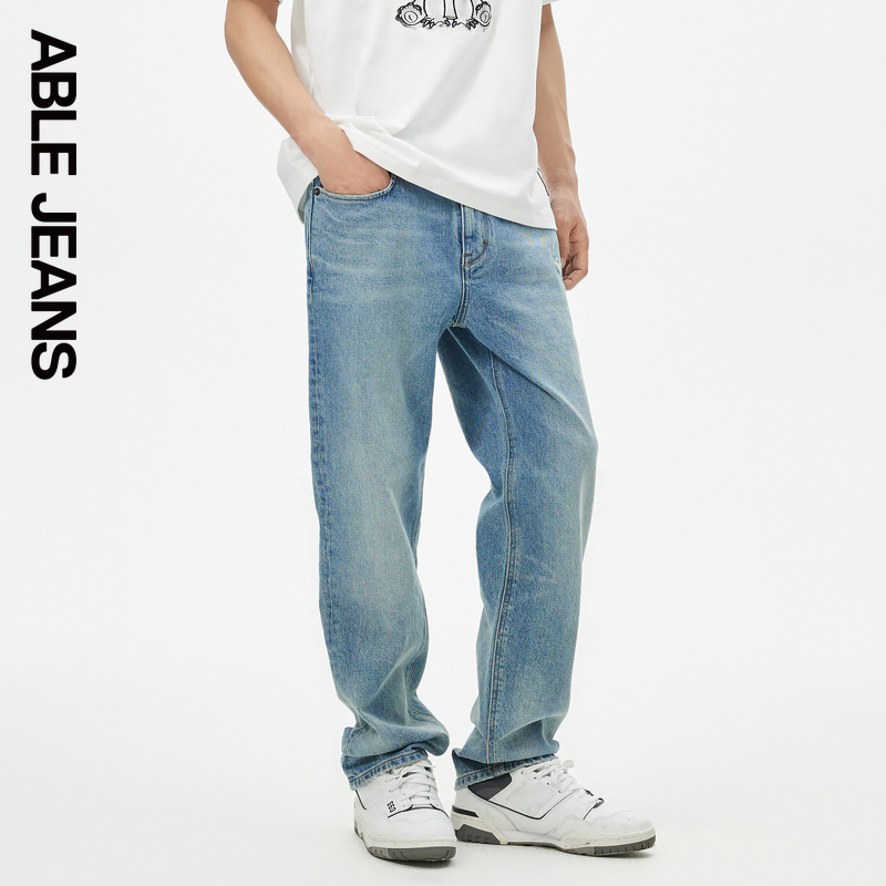 ABLE JEANS【直筒裤】男士百搭通勤水洗直筒裤牛仔裤 - 图1
